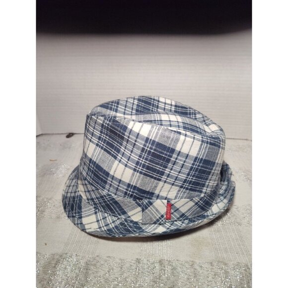 Levi’s Fedora Hat Cotton blend Blue white plaid mens Large/XLarge - Picture 8 of 10